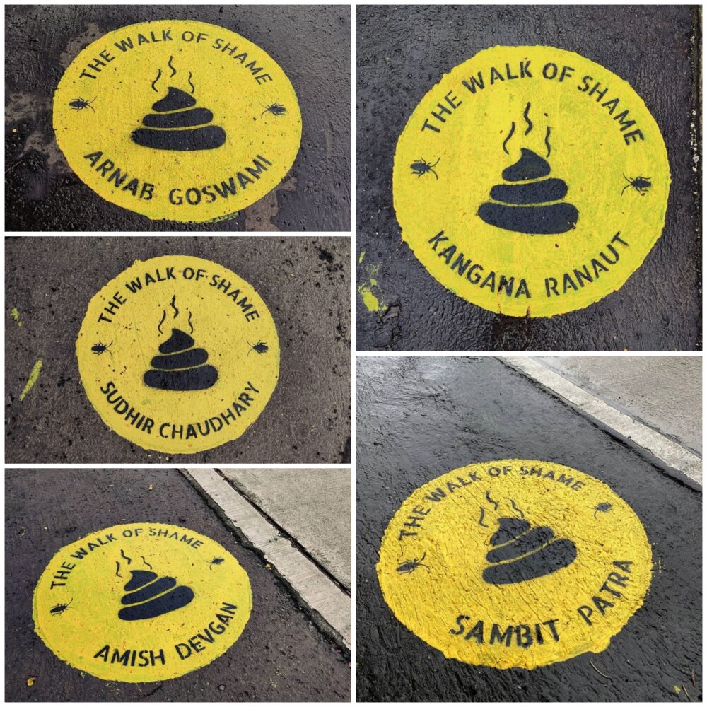 Triggered fan paints over Mumbai’s ‘Walk of Shame’ featuring Arnab, Kangana & more