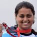 Glasgow:  India's Shreyasi Singh shows her silver medal during the medal ceremony of  double trap women event  at the 2014 Commonwealth Games at Barry Buddon Shooting Centre in Glasgow, Scotland on Sunday. PTI Photo by Manvender Vashist(PTI7_27_2014_000160B)