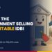 Illustration of a bank building mascot with a for-sale tag and a businessman