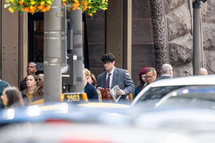 David Corenswet as Clark Kent during Superman filming in Cleveland