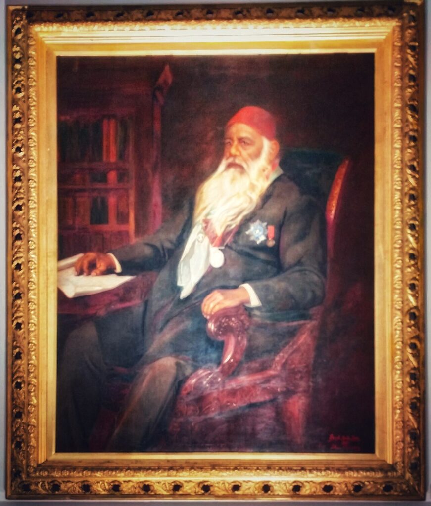 Portrait of Sir Syed Ahmad Khan, founder of the Aligarh college that became AMU
