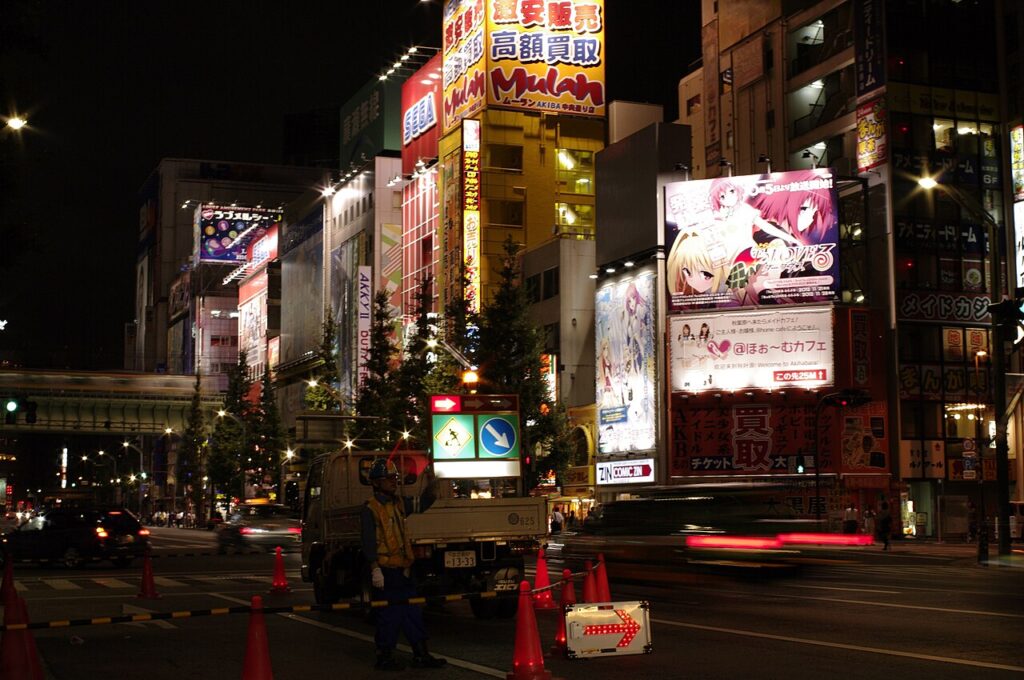 Anime billboards in Tokyo, home of the studios behind Death Note and Monster